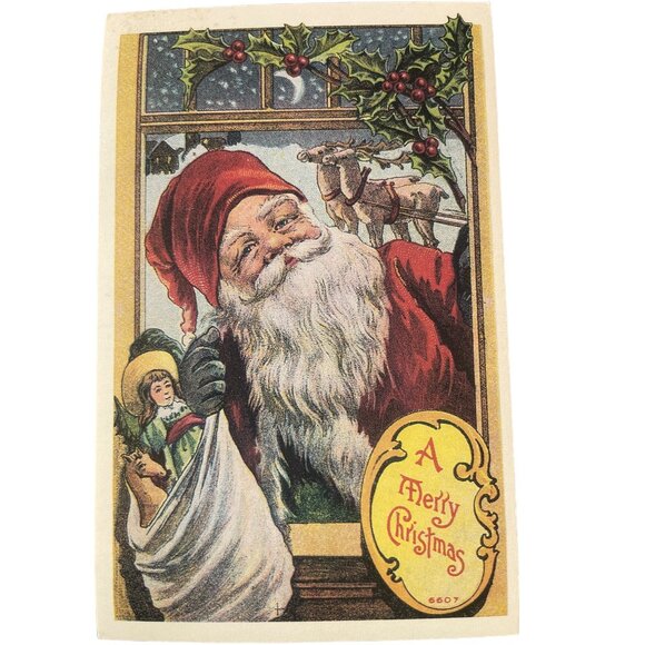 Vintage Victorian Christmas & New Year Postcards Set Girls Boys Santa Angels - Picture 7 of 11